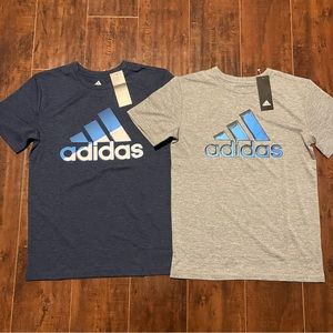 NWT adidas Youth 2-pack Performance Tee, Blue and Gray - L (14/16)